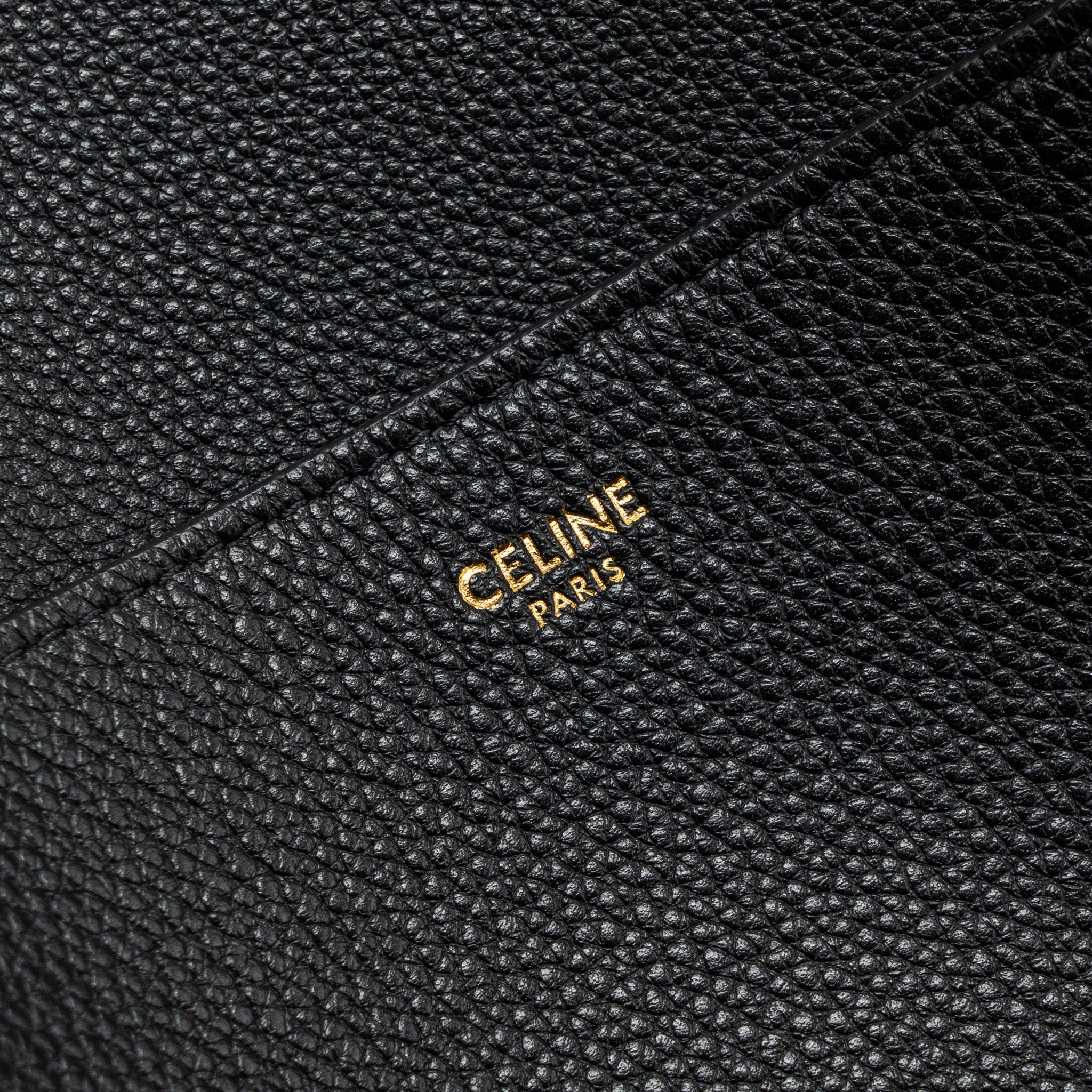 CELINE SANGLE BUCKET BAG GRAINED CALFSKIN BLACK GHW