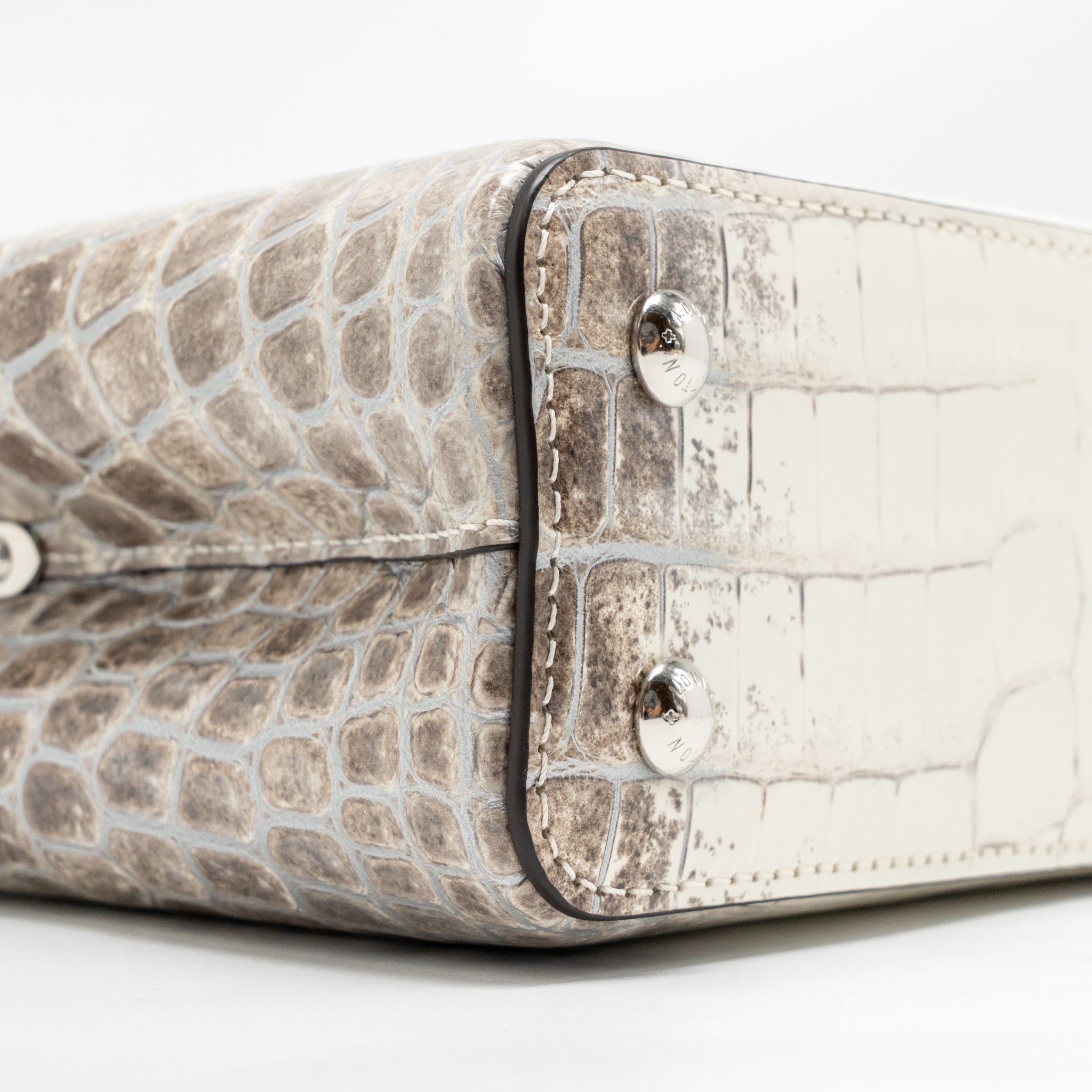 LOUIS VUITTON CAPUCINES MINI HIMALAYAN CROCODILE WHITE SHW