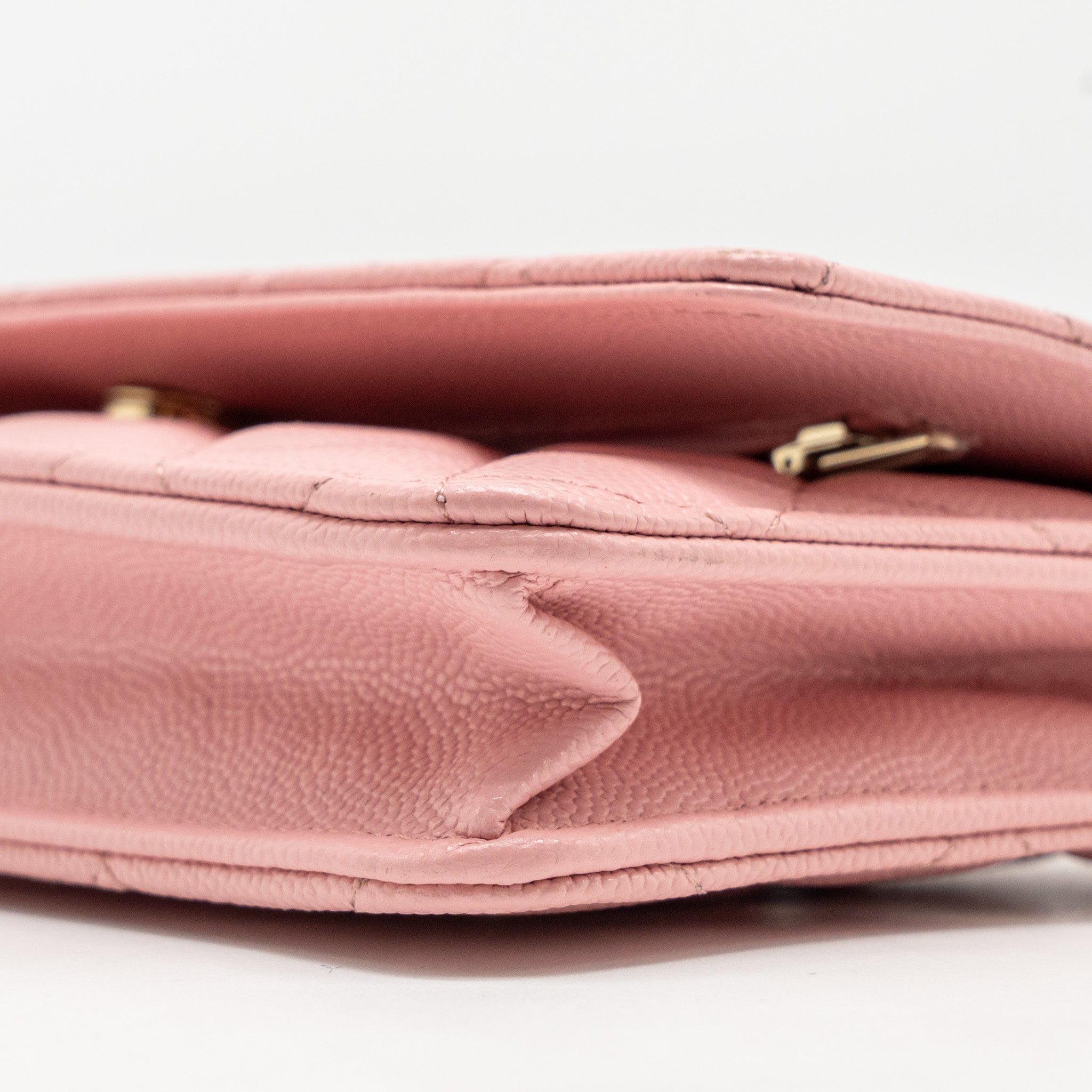 CHANEL CLASSIC WALLET ON CHAIN CAVIAR PINK LGHW (MICROCHIP)