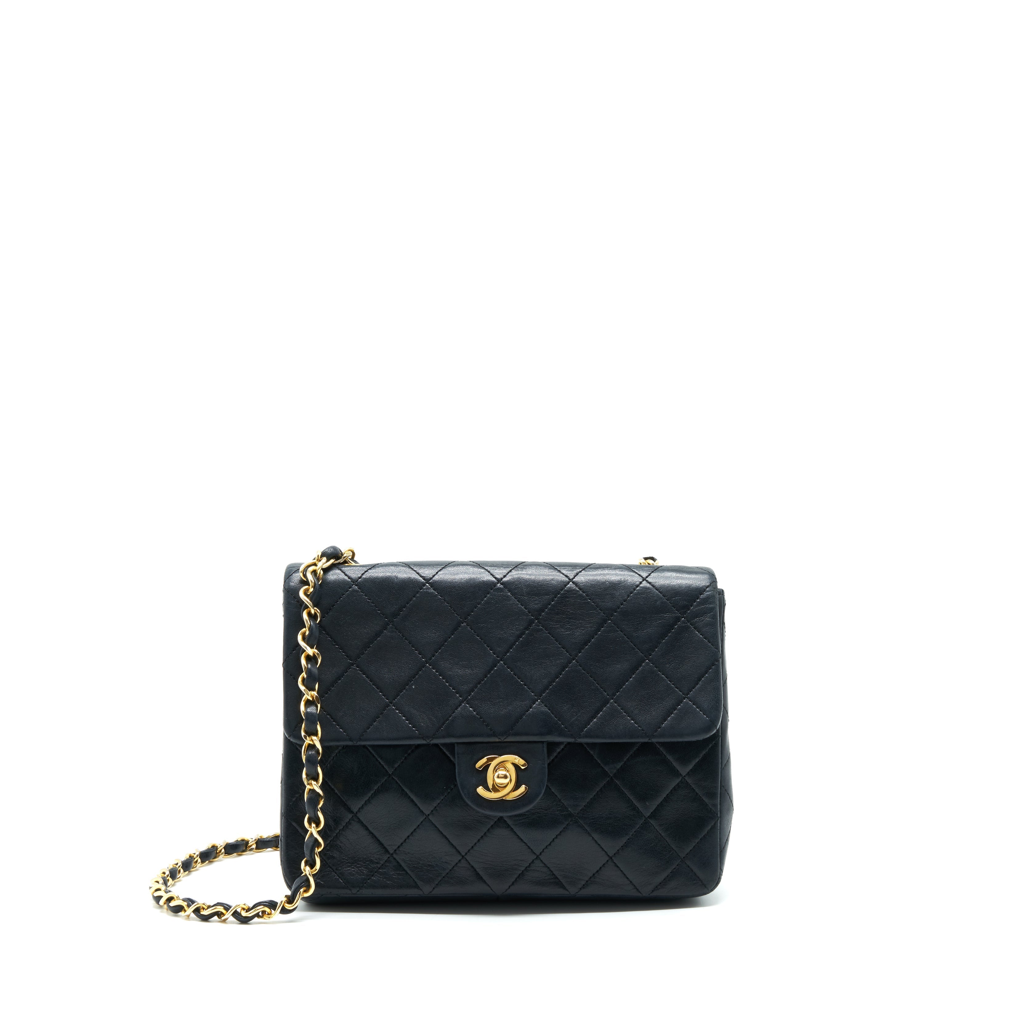 CHANEL VINTAGE SMALL FLAP BAG LAMBSKIN BLACK GHW