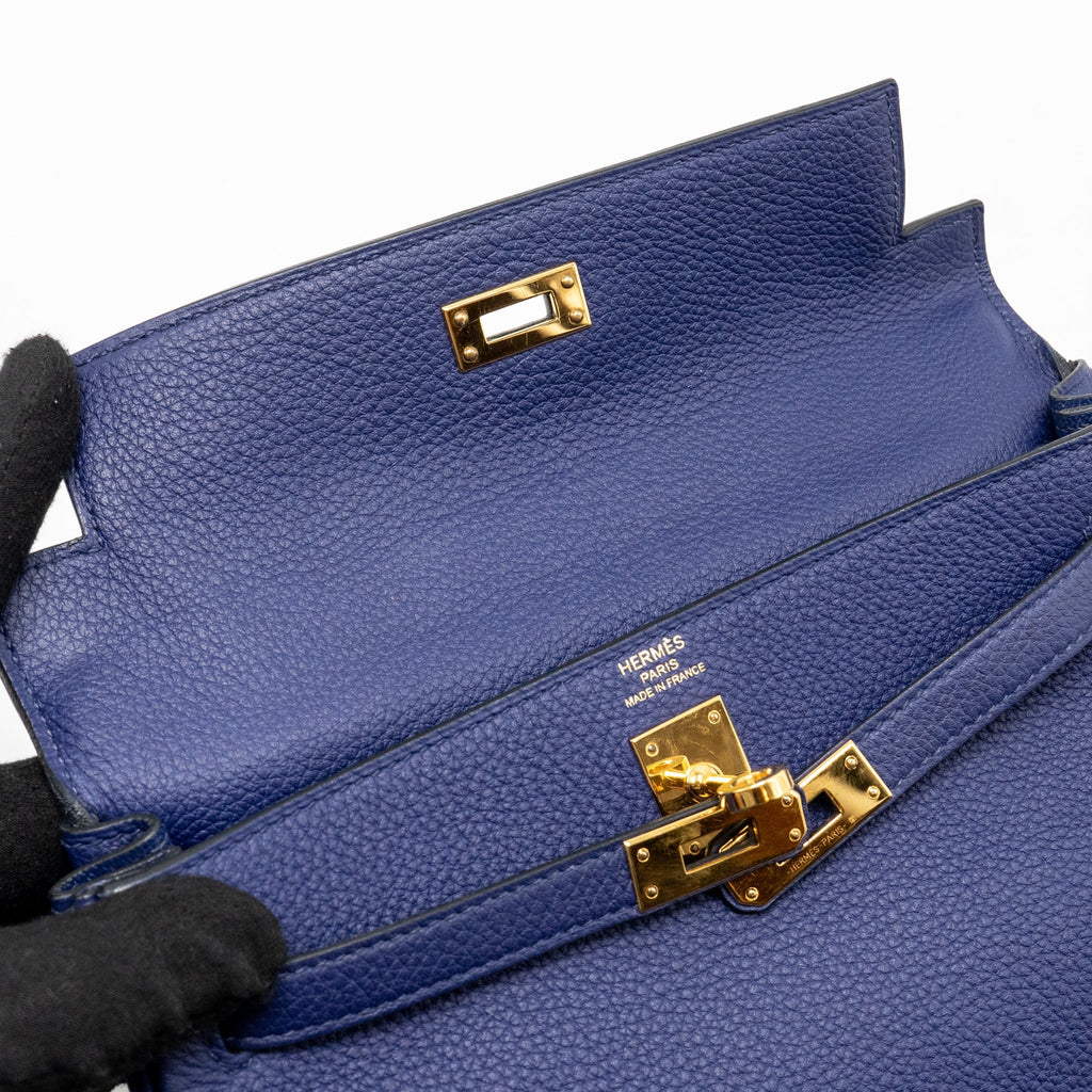 HERMES KELLY 25 TOGO BLUE GHW