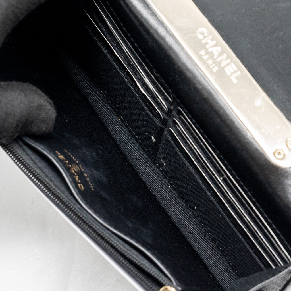 CHANEL LEATHER TOP HANDLE WALLET ON CHAIN LAMBSKIN BLACK LGHW (MICROCHIP)