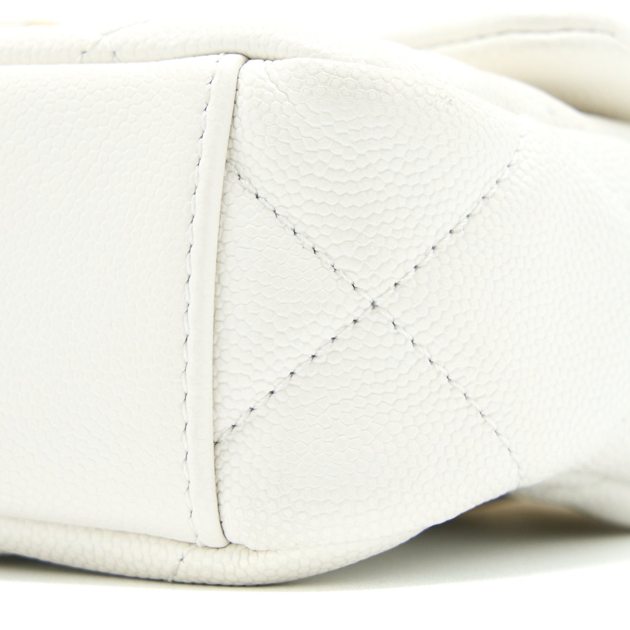 CHANEL 22A MINI SQUARE FLAP BAG CAVIAR WHITE BRUSHED GHW (MICROCHIP)