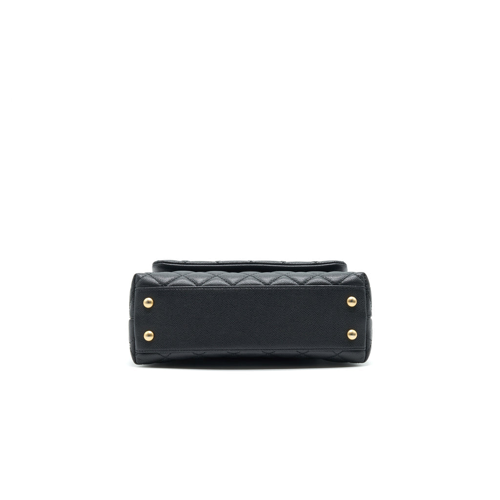 CHANEL MINI COCO HANDLE FLAP CAVIAR IN BLACK GHW
