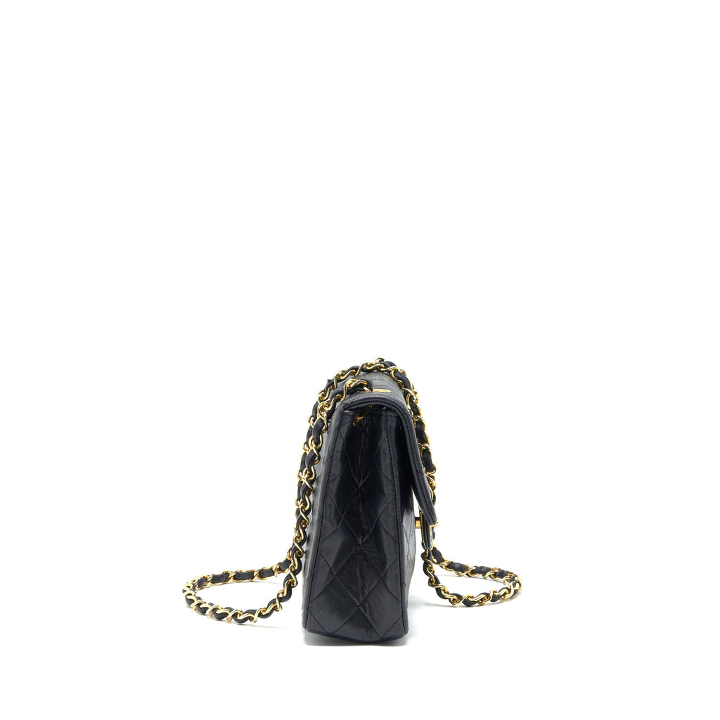 CHANEL VINTAGE SMALL FLAP BAG LAMBSKIN BLACK GHW