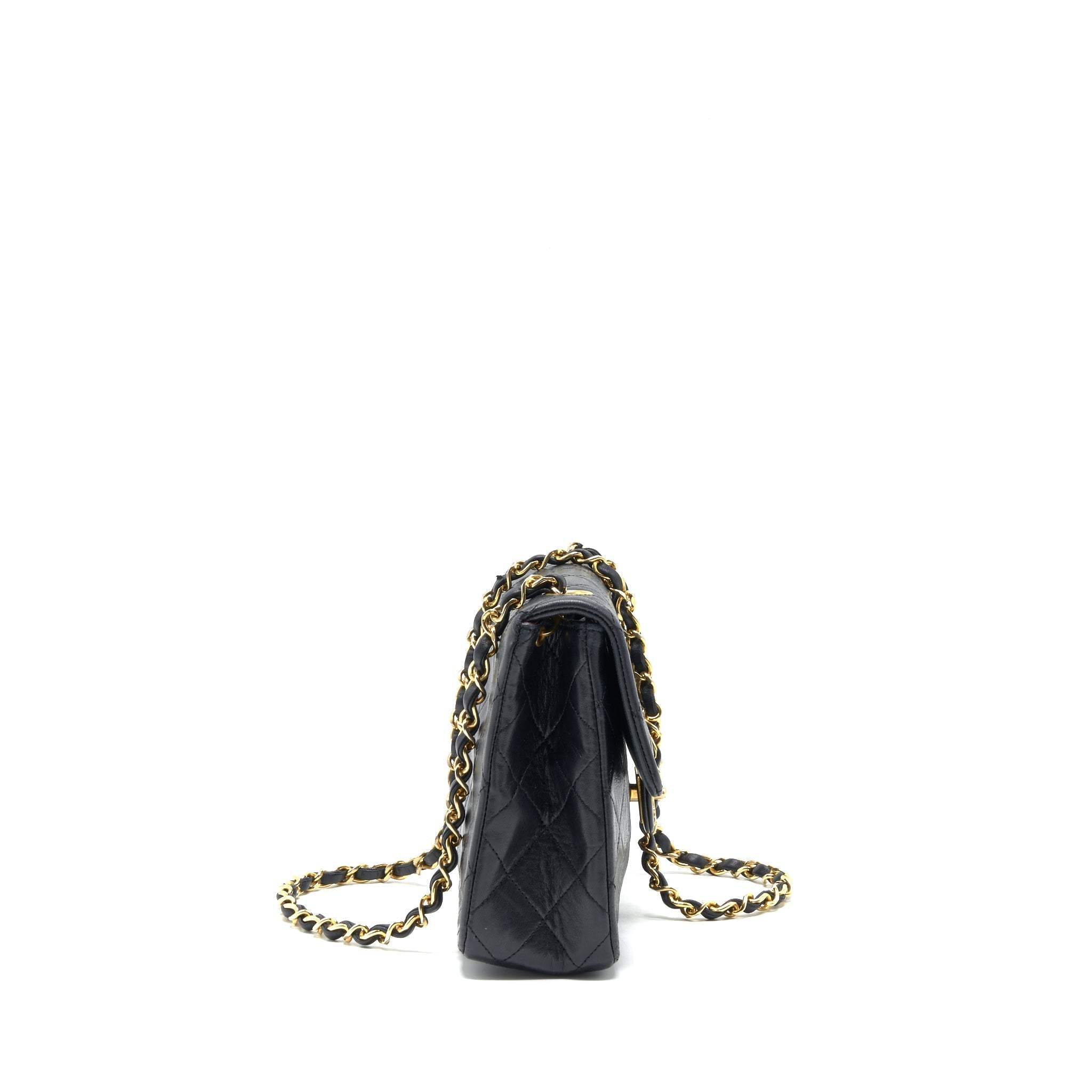CHANEL VINTAGE SMALL FLAP BAG LAMBSKIN BLACK GHW