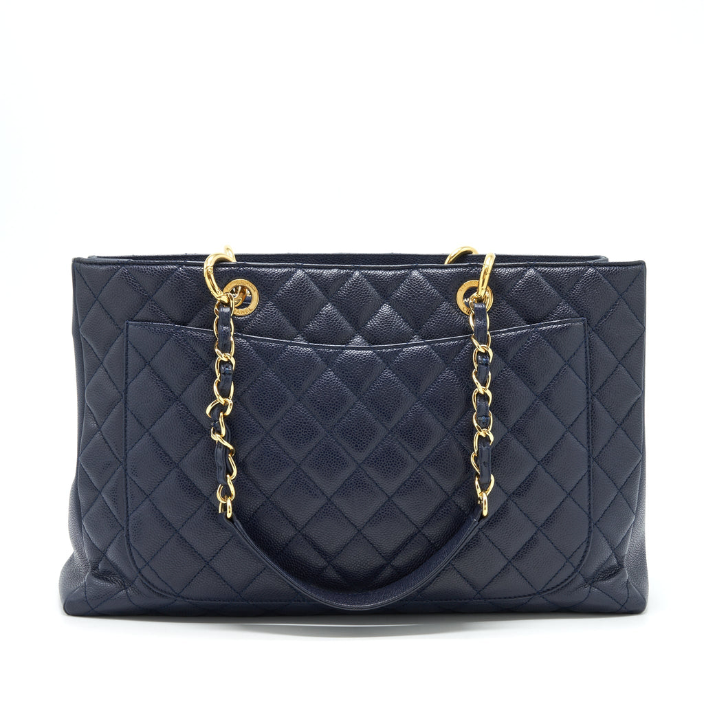 CHANEL GRAND SHOPPING TOTE XL CAVIAR NAVY BLUE GHW