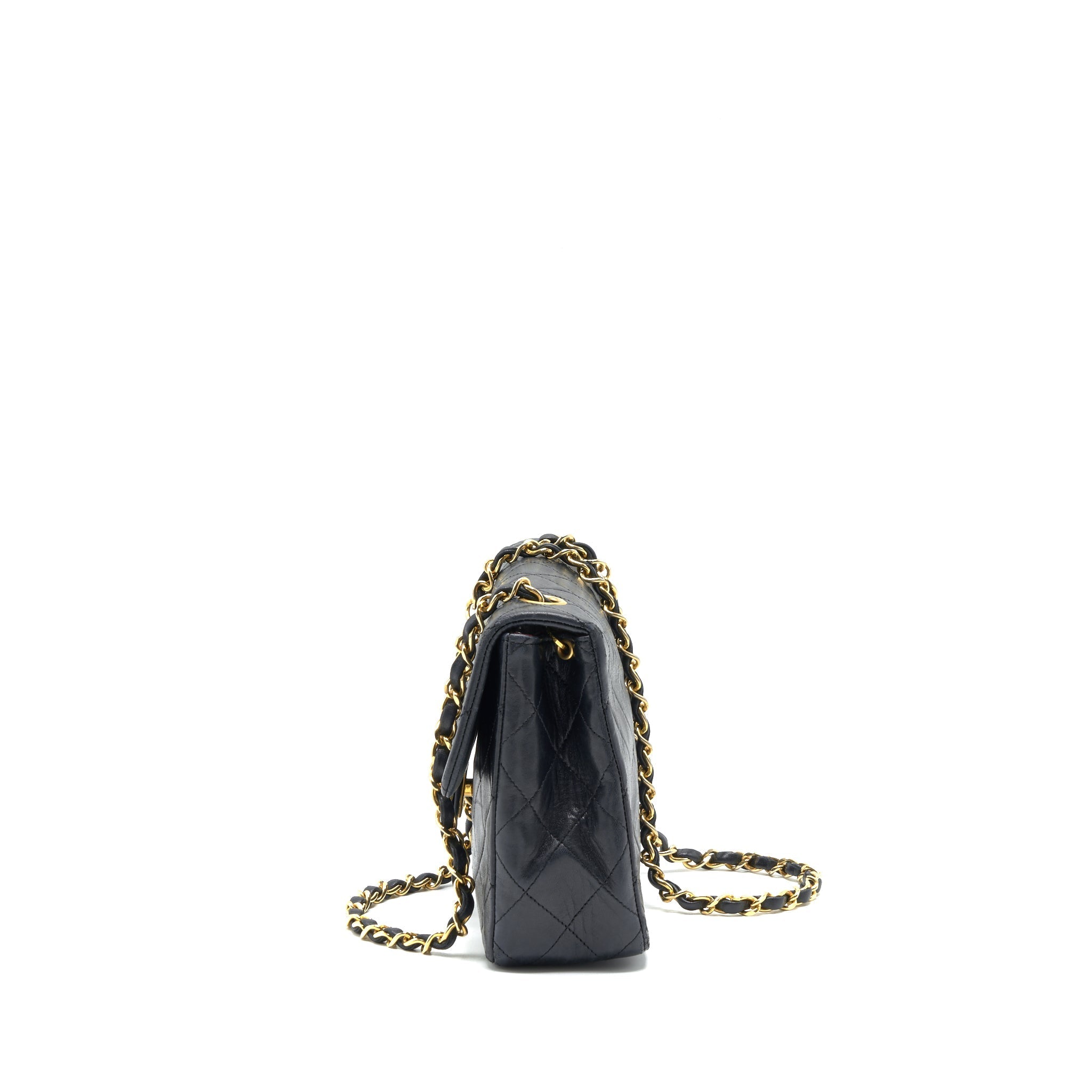 CHANEL VINTAGE SMALL FLAP BAG LAMBSKIN BLACK GHW
