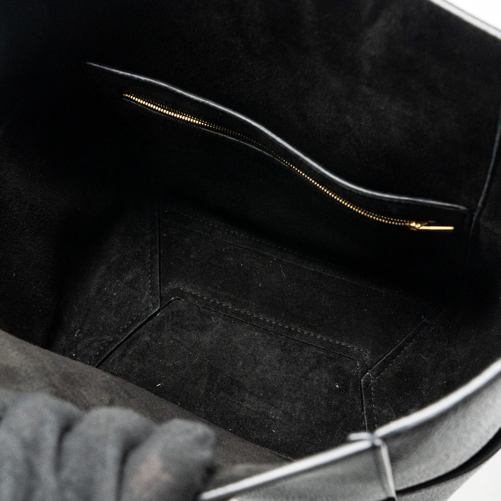 CELINE SANGLE BUCKET BAG GRAINED CALFSKIN BLACK GHW