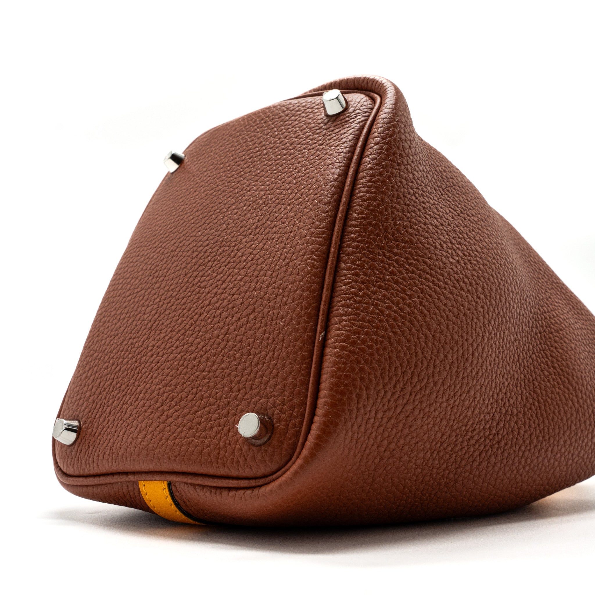 HERMES PICOTIN 18 LOCK BAG CLEMENCE CUIVE / JAUNE D’OR SHW