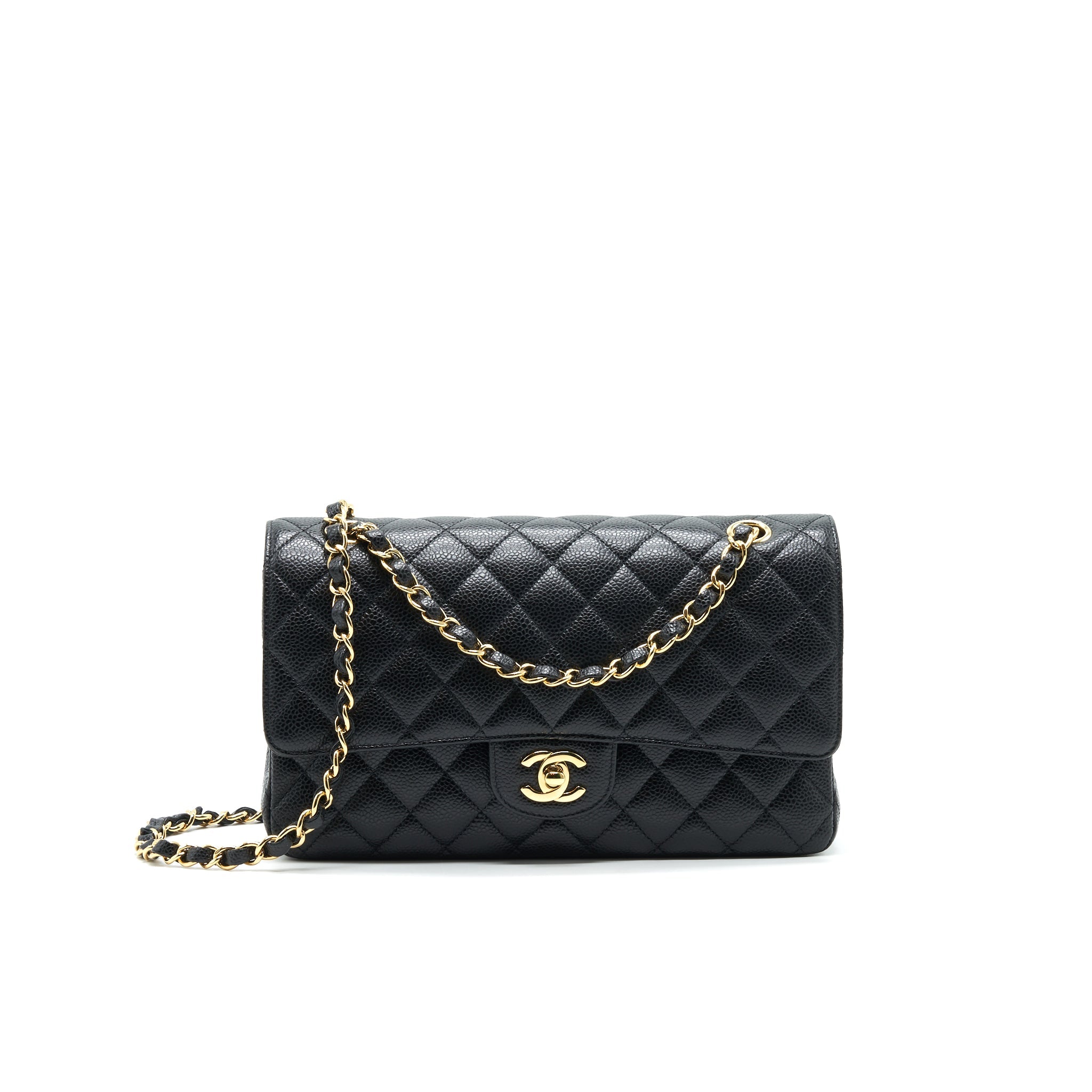 CHANEL MEDIUM CLASSIC DOUBLE FLAP CAVIAR IN BLACK GHW