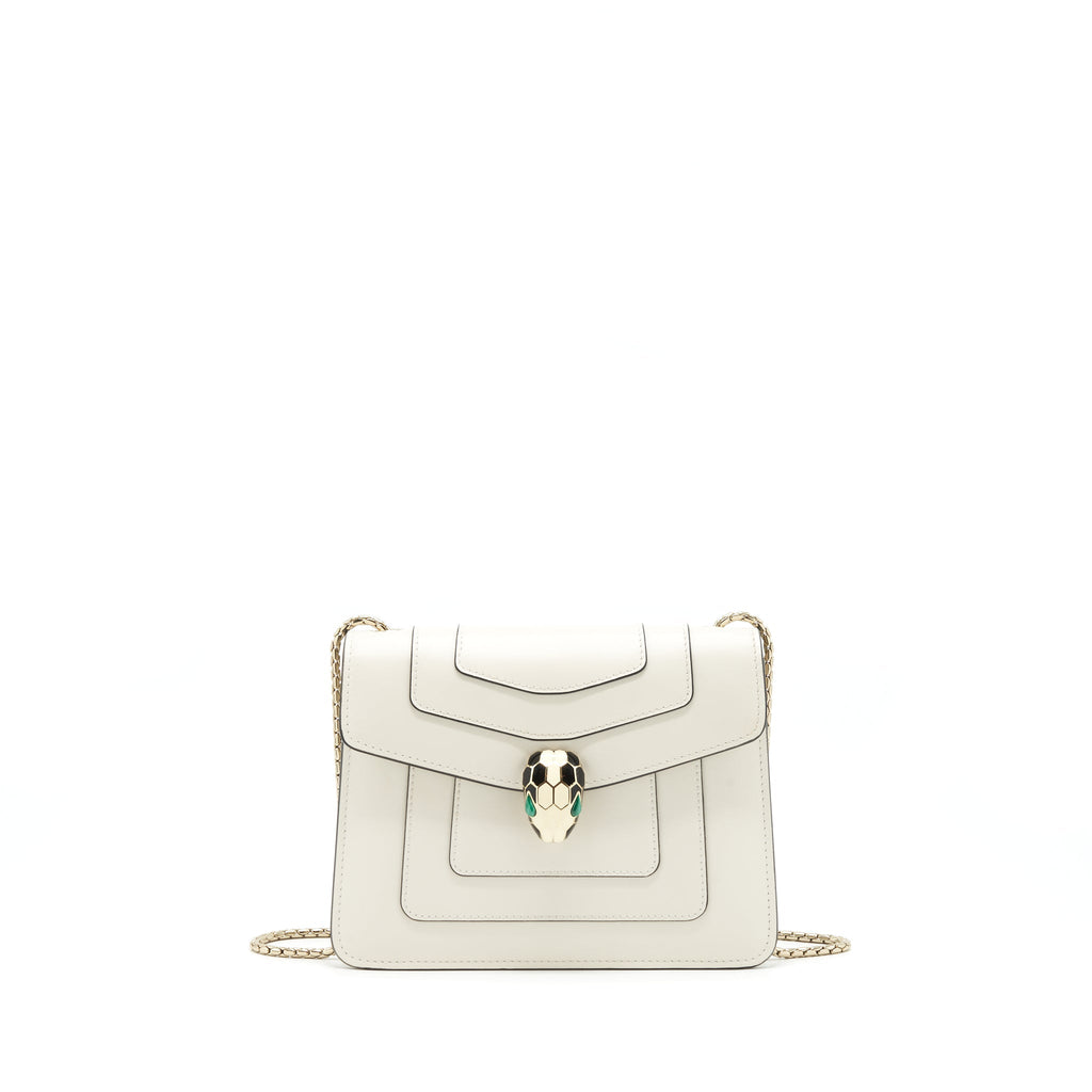 BVLGARI SERPENTI CROSS BODY BAG WHITE