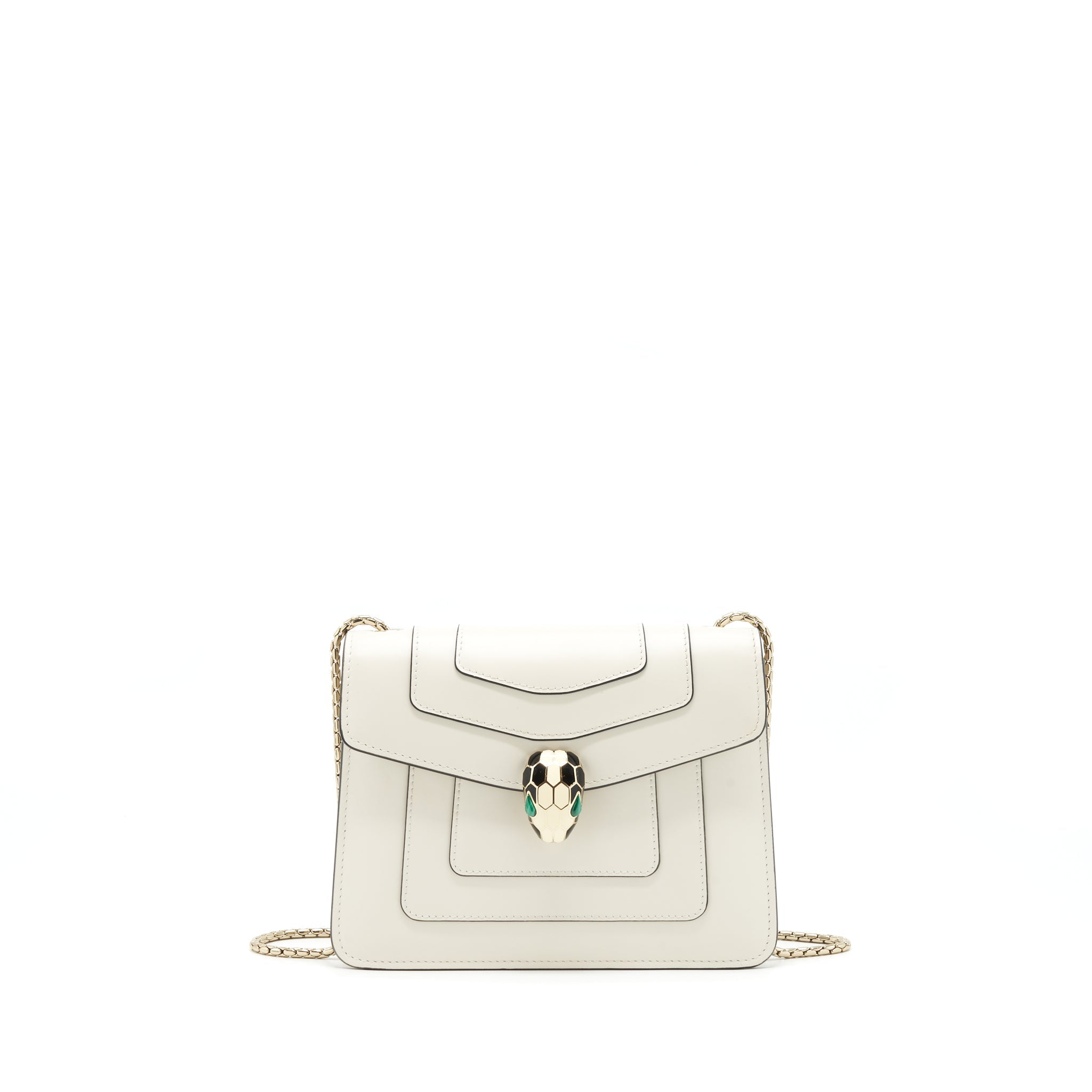 BVLGARI SERPENTI CROSS BODY BAG WHITE
