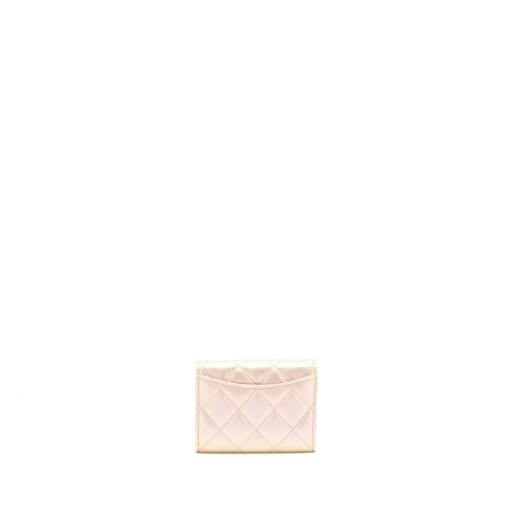 CHANEL IRIDESCENT CARD HOLDER CALFSKIN PINK SHW
