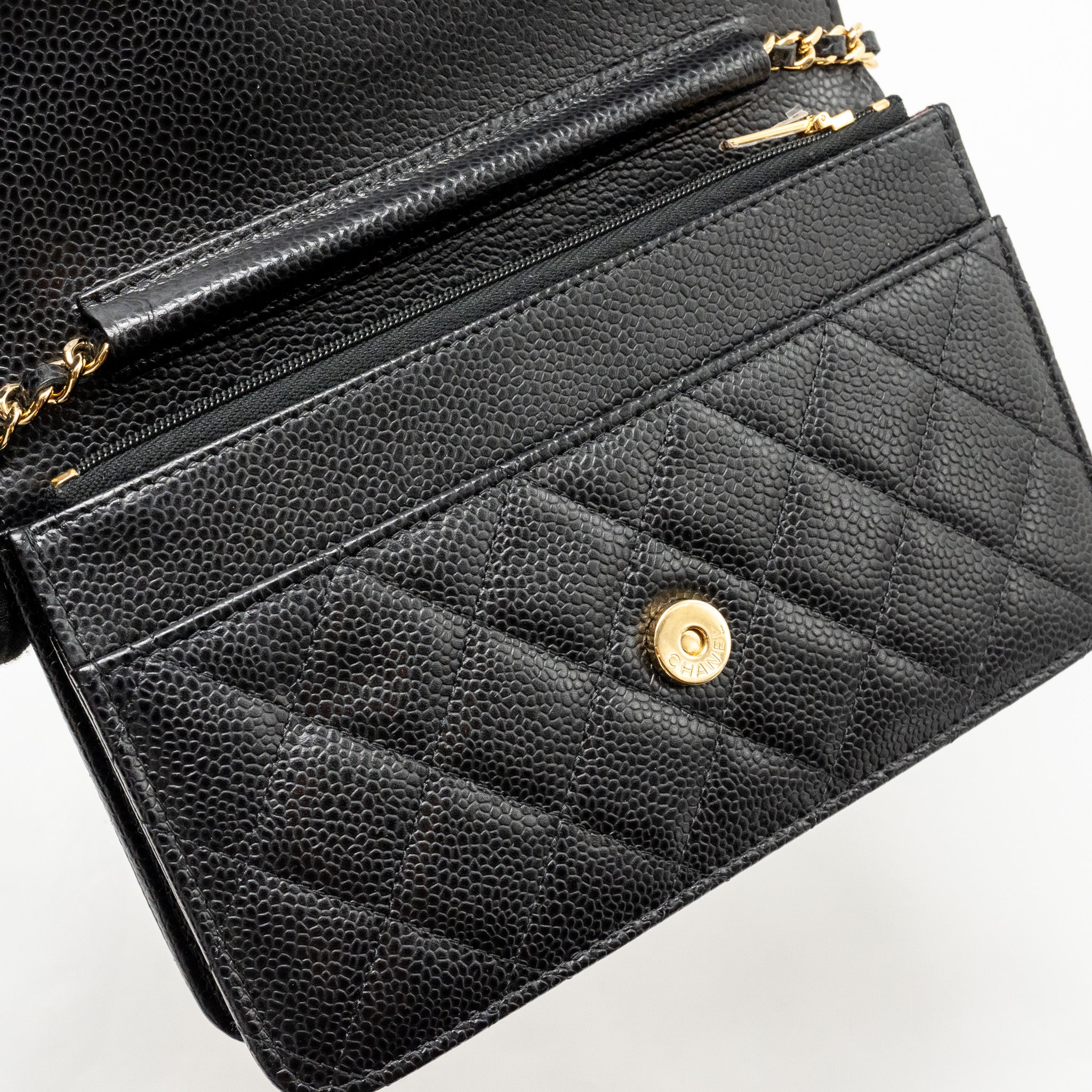 CHANEL CLASSIC WALLET ON CHAIN CAVIAR BLACK GHW