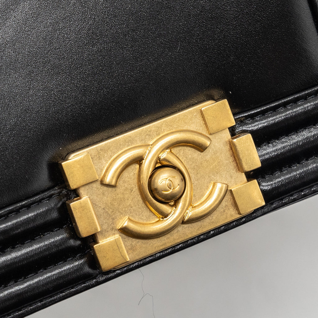 CHANEL MINI SQUARE BOY BAG LIMITED EDITION CALFSKIN BLACK GHW (MICROCHIP)
