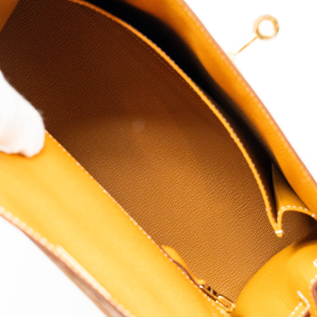 HERMES KELLY 25 PEAU DE PORC TOFFEE GHW