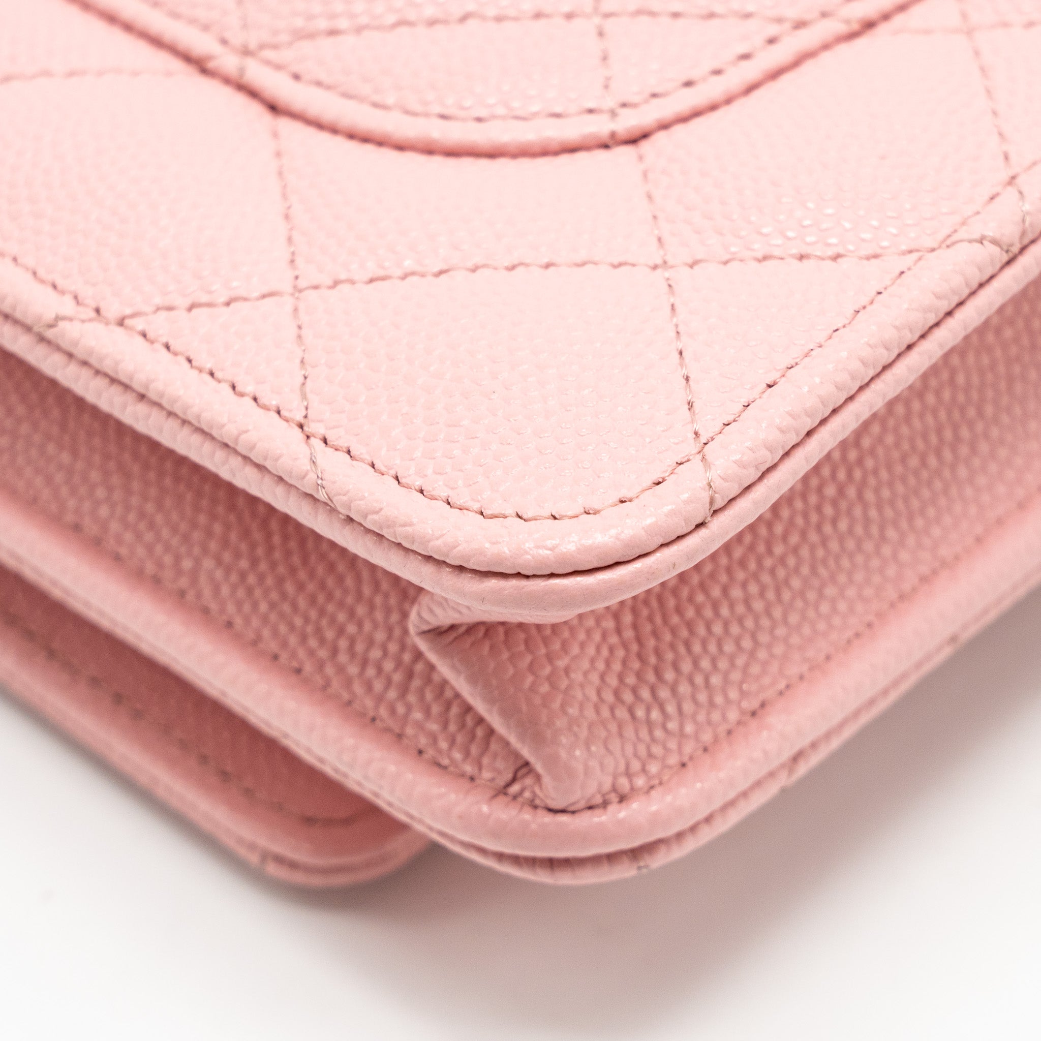 CHANEL CLASSIC WALLET ON CHAIN CAVIAR PINK LGHW (MICROCHIP)