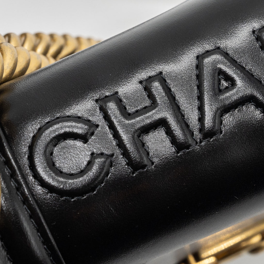 CHANEL MINI SQUARE BOY BAG LIMITED EDITION CALFSKIN BLACK GHW (MICROCHIP)