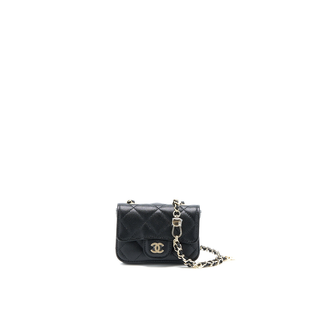 CHANEL FLAP CARDHOLDER BELT BAG CAVIAR BLACK LGHW