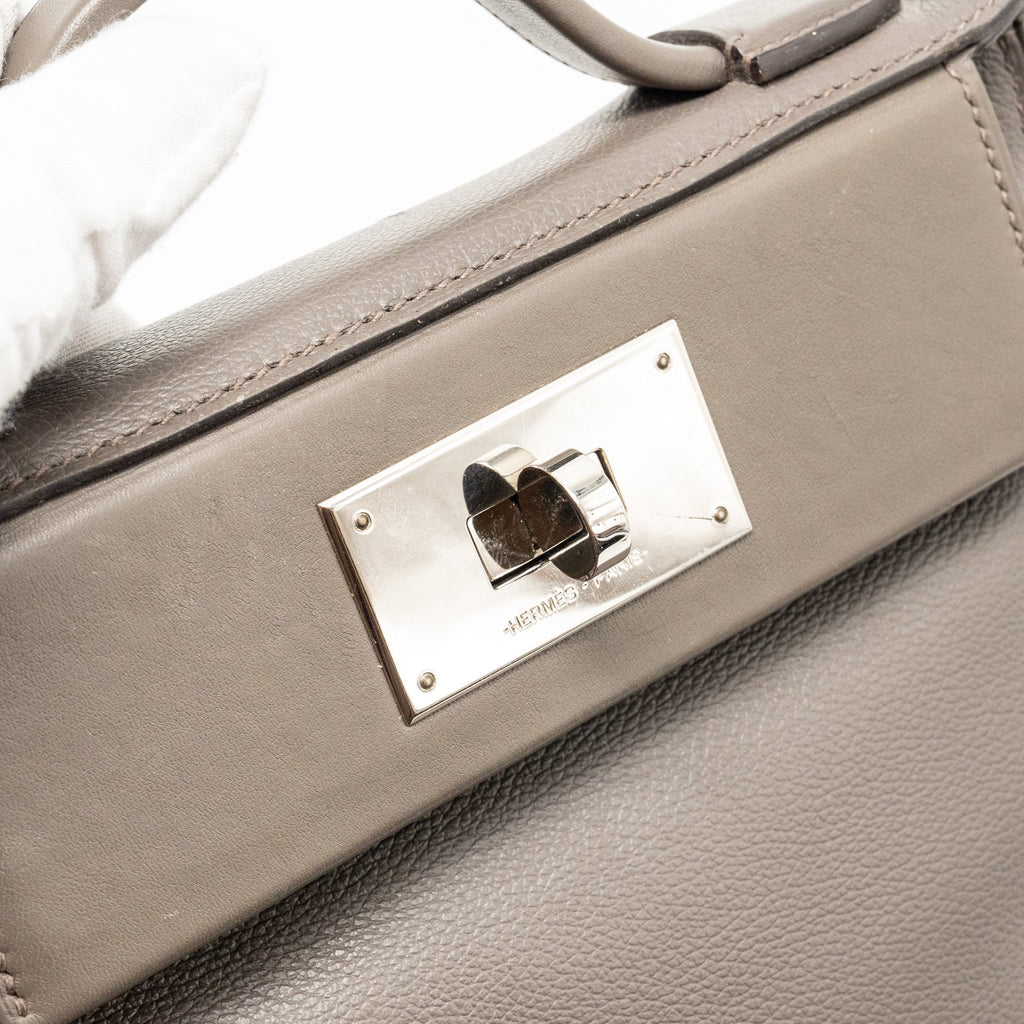 HERMES MINI 2424 24/24-21 BAG EVERCOLOR / SWIFT GRIS ETAIN SHW