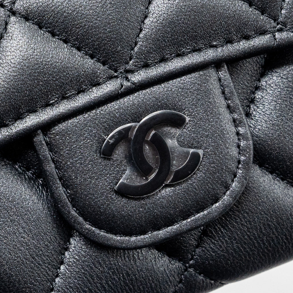CHANEL CLASSIC FLAP CARD HOLDER LAMBSKIN SO BLACK SHW (MICROCHIP)