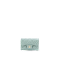 CHANEL 23C CLASSIC FLAP CARD HOLDER CAVIAR LIGHT GREY LGHW