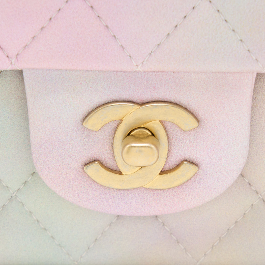 CHANEL TOP HANDLE MINI RECTANGULAR FLAP OMBRÉ MULTICOLOUR LAMBSKIN GHW (MICROCHIP)