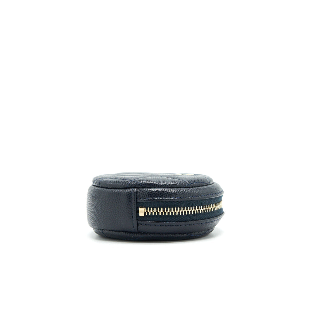 CHANEL ROUND COIN PURSE CAVIAR NAVY