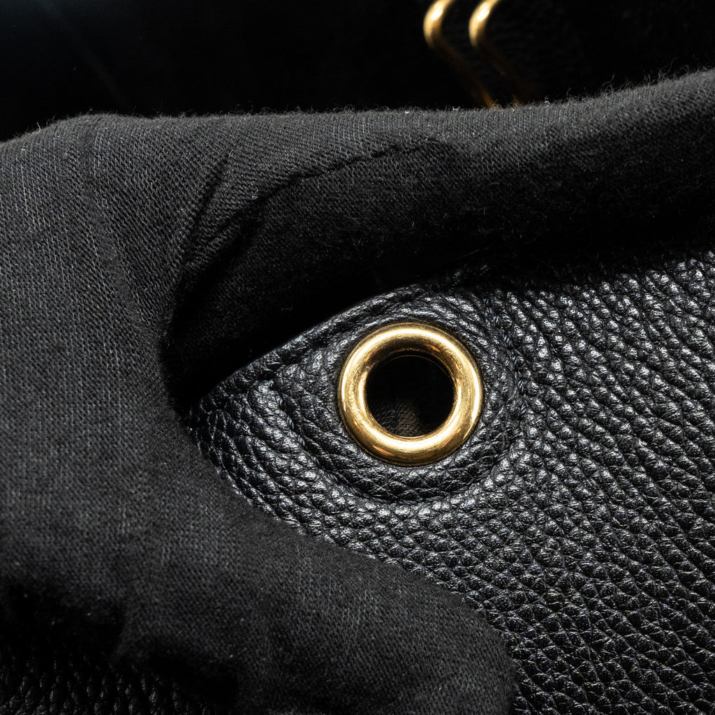 CELINE SANGLE BUCKET BAG GRAINED CALFSKIN BLACK GHW