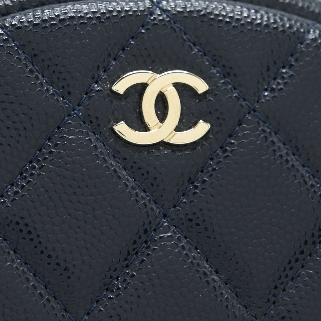 CHANEL ROUND COIN PURSE CAVIAR NAVY