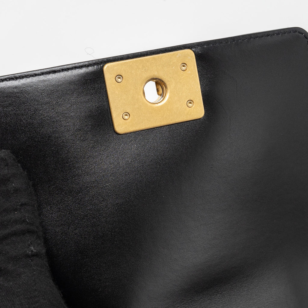 CHANEL MINI SQUARE BOY BAG LIMITED EDITION CALFSKIN BLACK GHW (MICROCHIP)