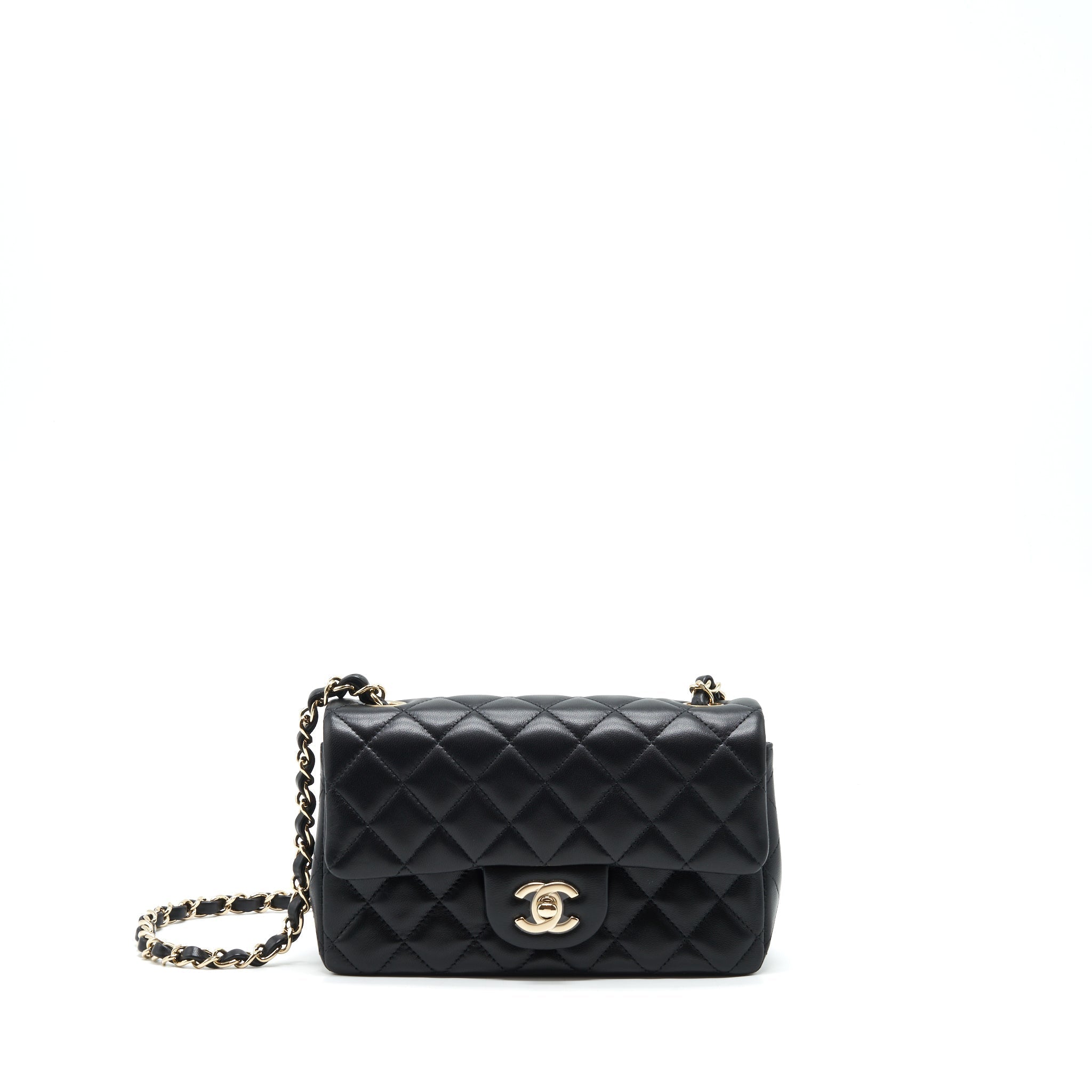CHANEL MINI RECTANGULAR FLAP BAG LAMBSKIN BLACK LGHW