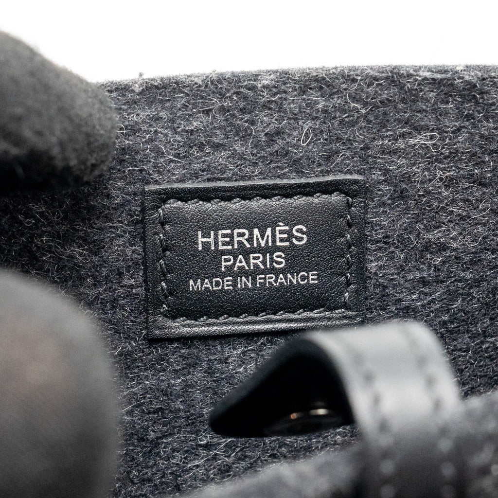 HERMES MINI EVELYNE FEUTRE/SWIFT/SANGLE WOOL GRAPHITE/BLACK SHW