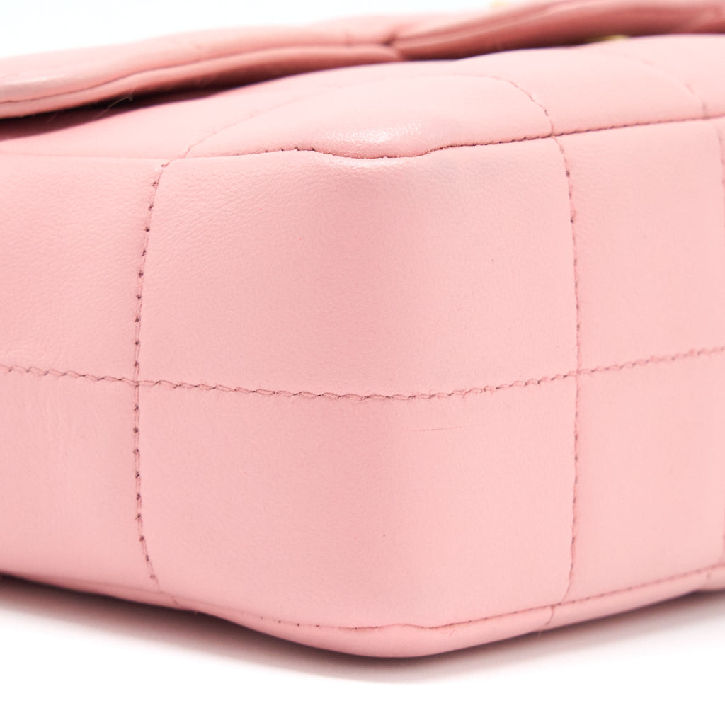 CHANEL CAMELLIA MINI FLAP BAG LAMBSKIN PINK GHW
