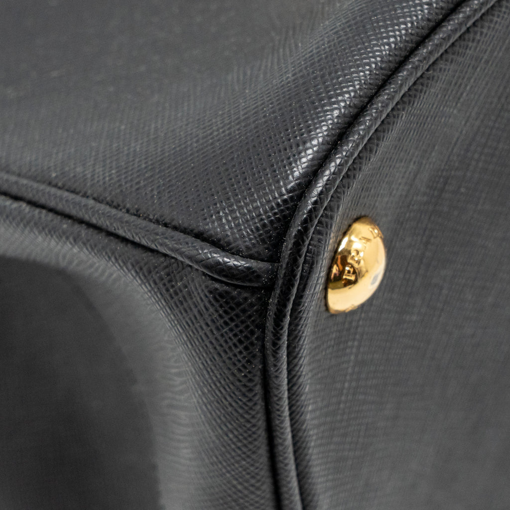 PRADA LARGE SAFFIANO TOTE BAG GALLERIA SAFFIANO LEATHER BLACK GHW