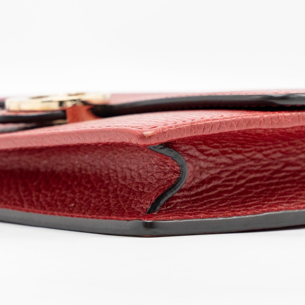 GUCCI INTERLOCKING CHAIN WALLET CALFSKIN RED GHW