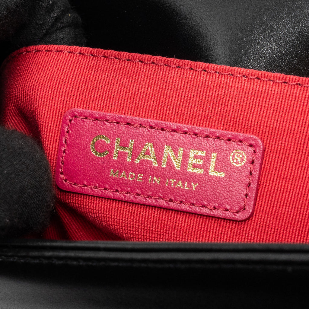 CHANEL MINI SQUARE BOY BAG LIMITED EDITION CALFSKIN BLACK GHW (MICROCHIP)