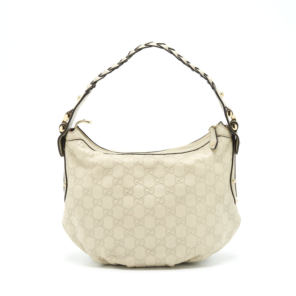 GUCCI GG SUPREME PRINT BAG LIGHT GREY GHW