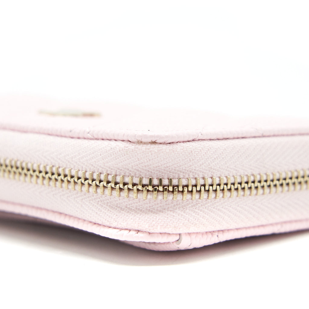 CHANEL 22P ZIP CARD HOLDER CAVIAR PINK LGHW