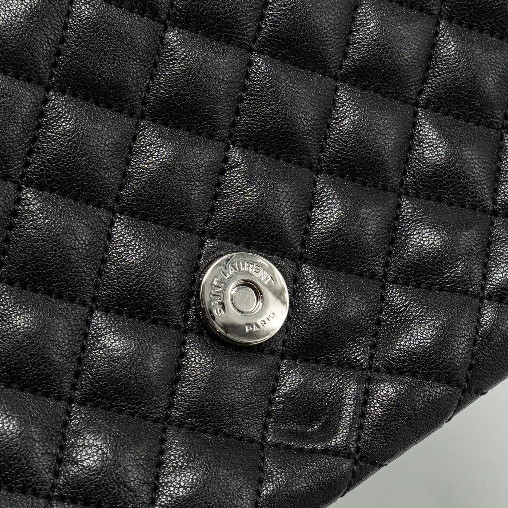 SAINT LAURENT COLLEGE FLAP BAG LAMBSKIN BLACK RUTHENIUM SHW