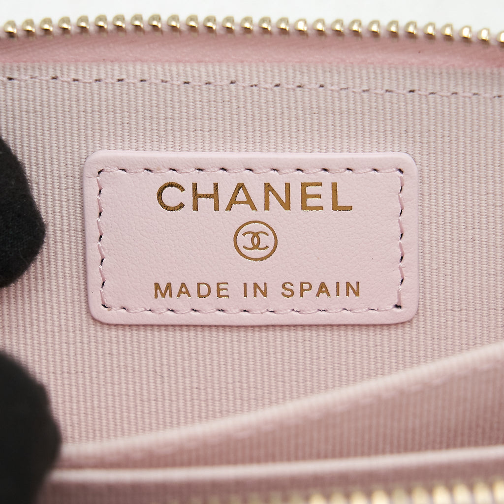 CHANEL 22P ZIP CARD HOLDER CAVIAR PINK LGHW