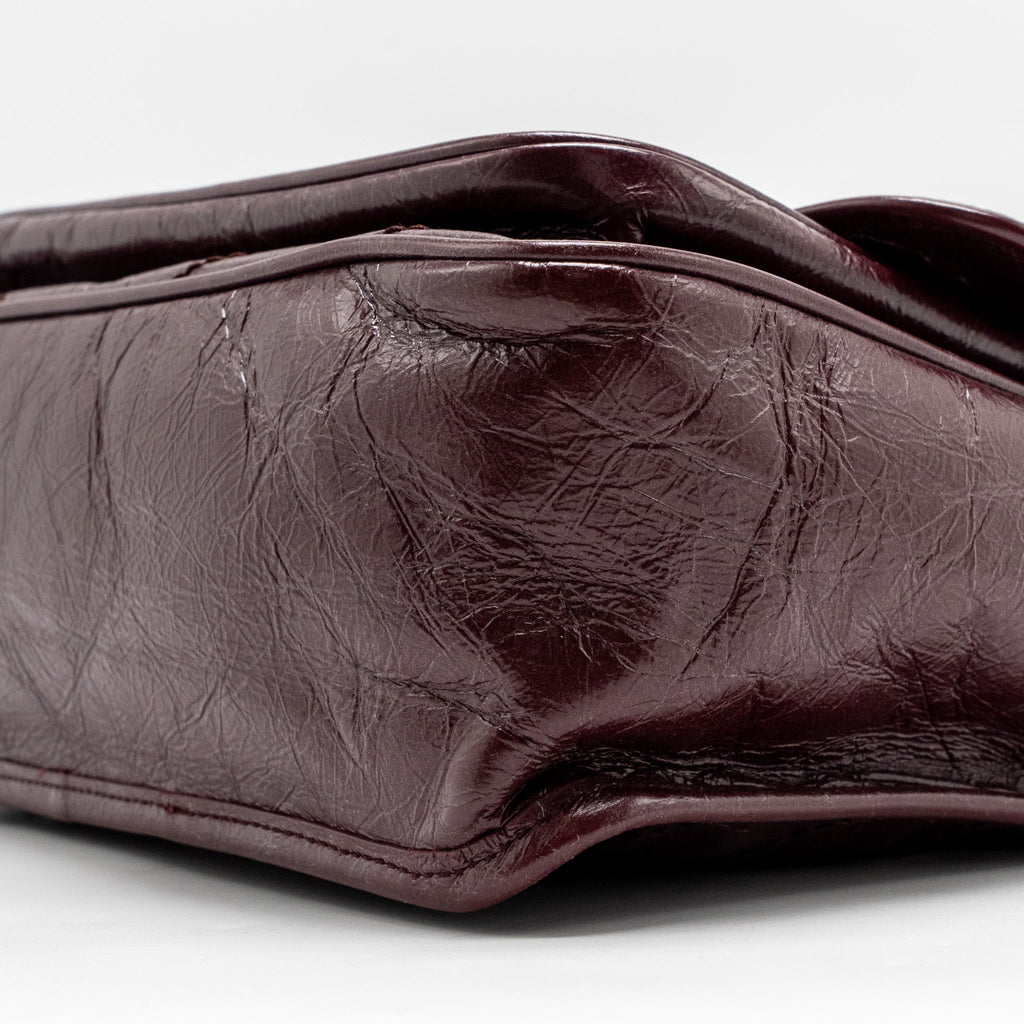 SAINT LAURENT YSL MEDIUM NIKI SHOULDER BAG CALFSKIN BURGUNDY RUTHENIUM SHW