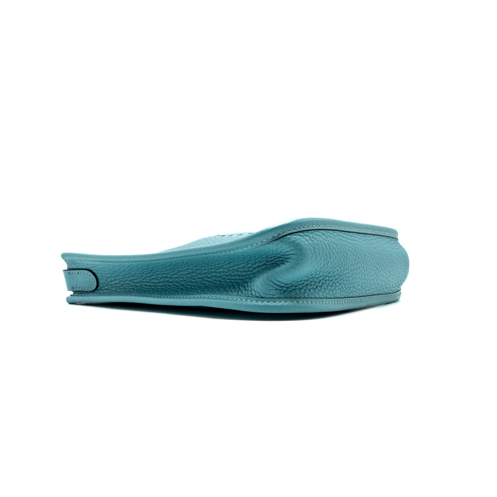 HERMES MINI EVELYNE CLEMENCE BLUE SAINT CYR WITH MULTICOLOR STRAP SHW