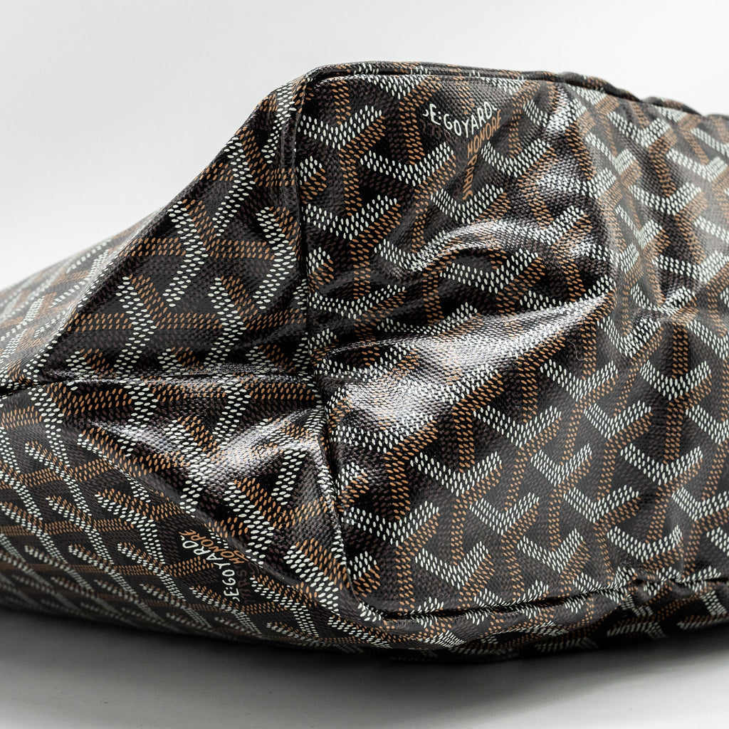GOYARD SAINT LOUIS PM TOTE BAG GOYARDINE CANVAS/CALFSKIN BLACK SHW