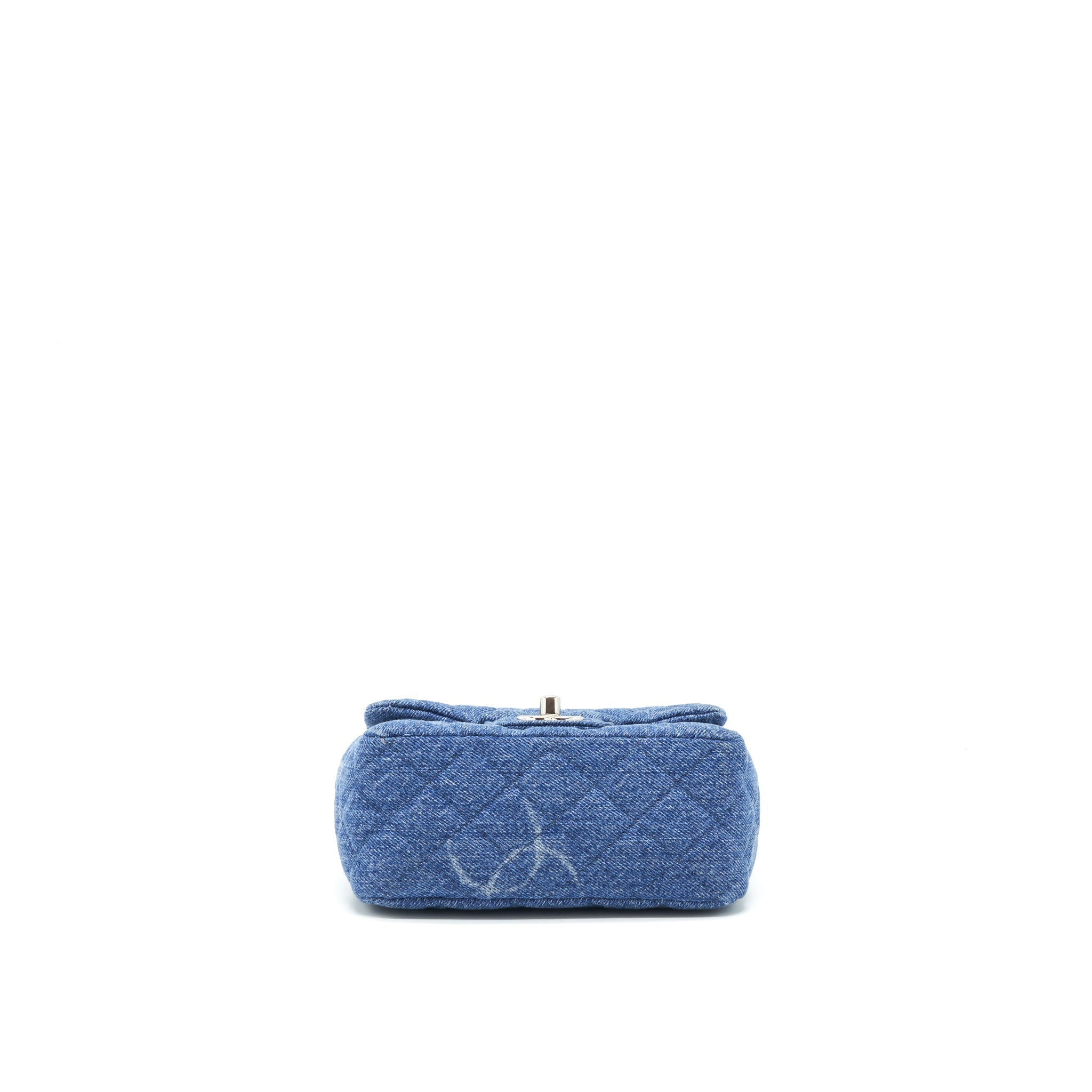 CHANEL 20B MINI SQUARE FLAP BAG CC PRINT DENIM BLUE SHW