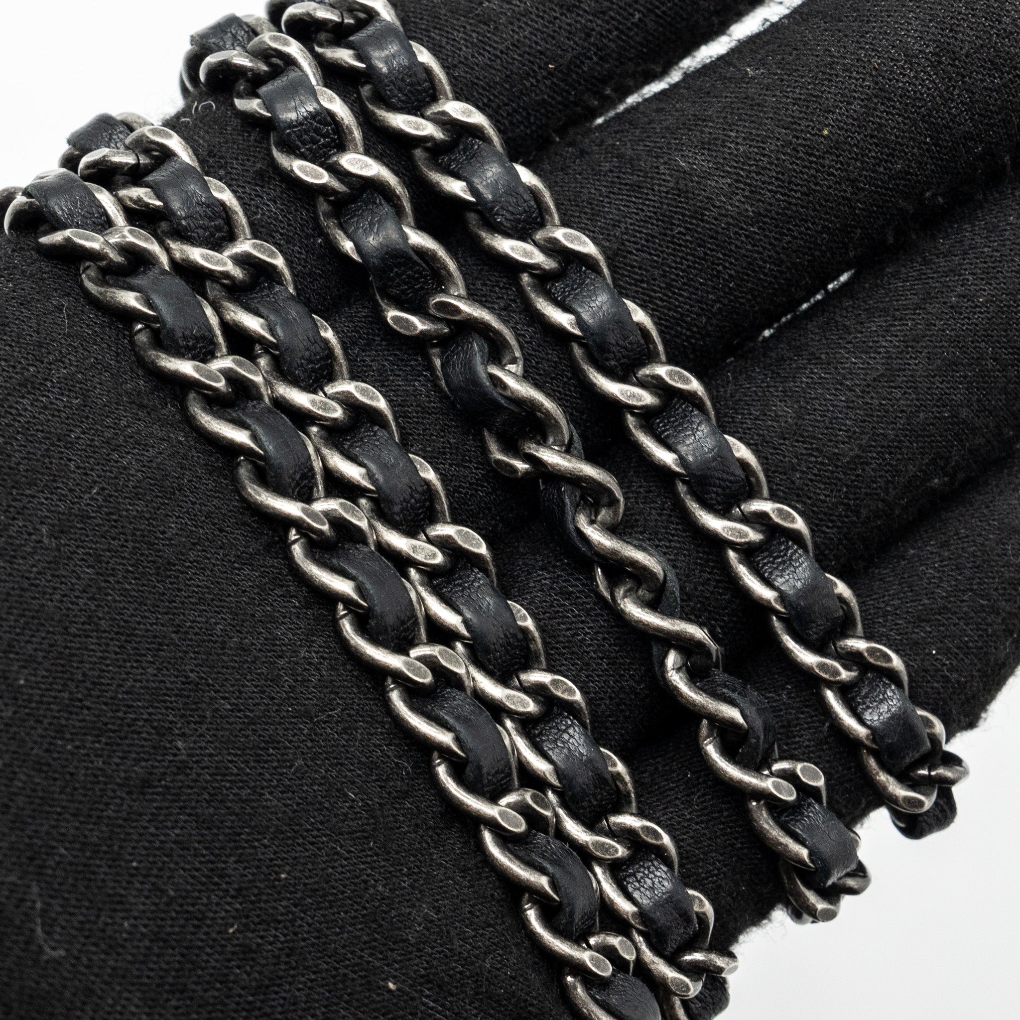 CHANEL BOY WALLET ON CHAIN LAMBSKIN BLACK RUTHENIUM HARDWARE