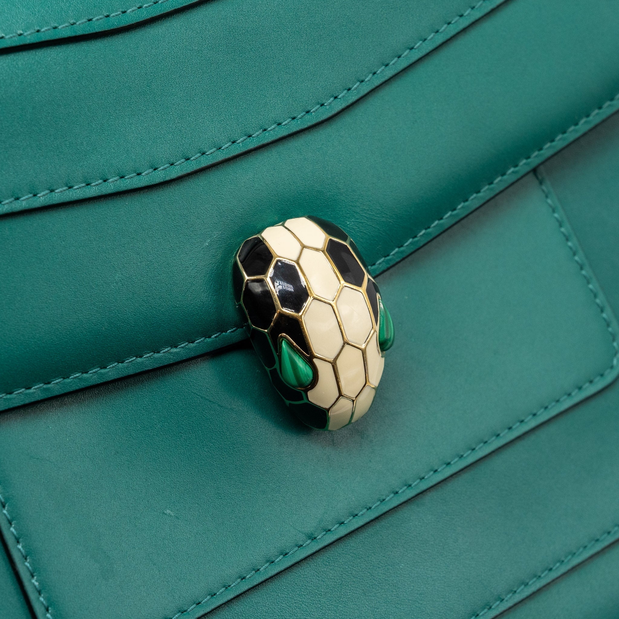 BVLGARI SERPENTI FOREVER FLAP BAG CALFSKIN GREEN GHW