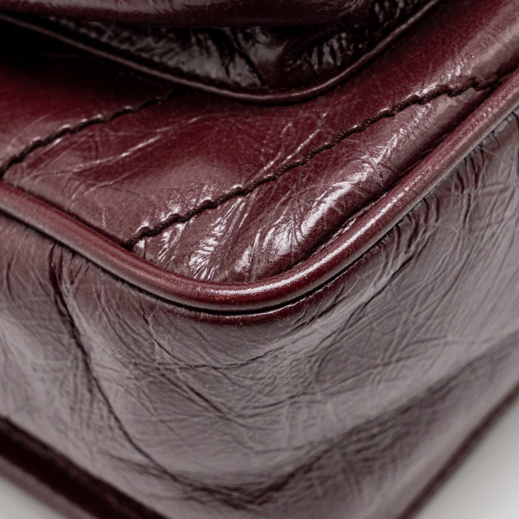 SAINT LAURENT YSL MEDIUM NIKI SHOULDER BAG CALFSKIN BURGUNDY RUTHENIUM SHW
