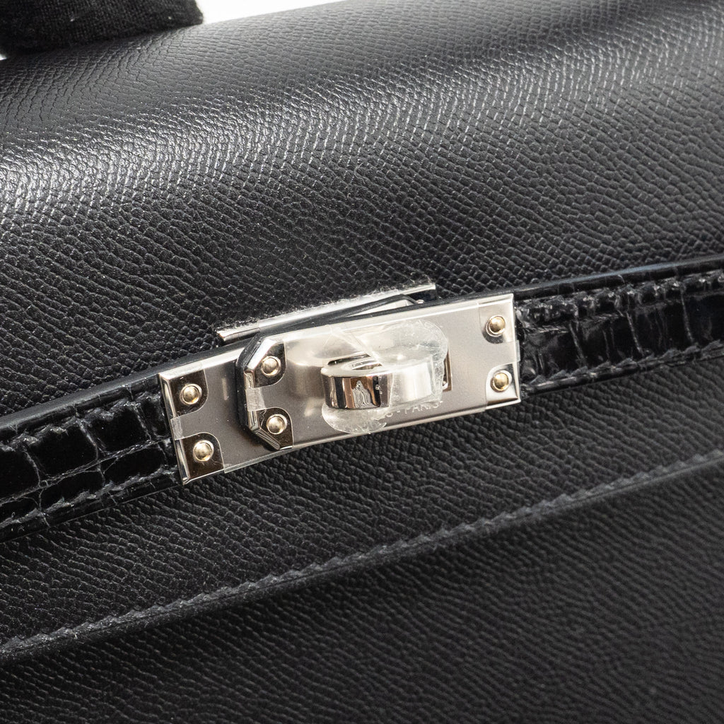 HERMES TOUCH KELLY 25 MADAME / CROCODILE NILOTICUS BLACK SHW